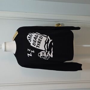 NWT Dead Tired Coffee Knit Tombstone Unique Halloween Sweater